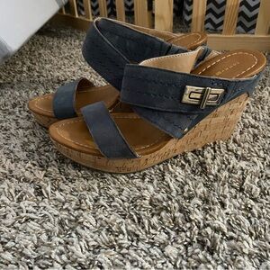Tommy Hilfiger Navy Blue Wedges Sandals Size 8 Women's Open Toe